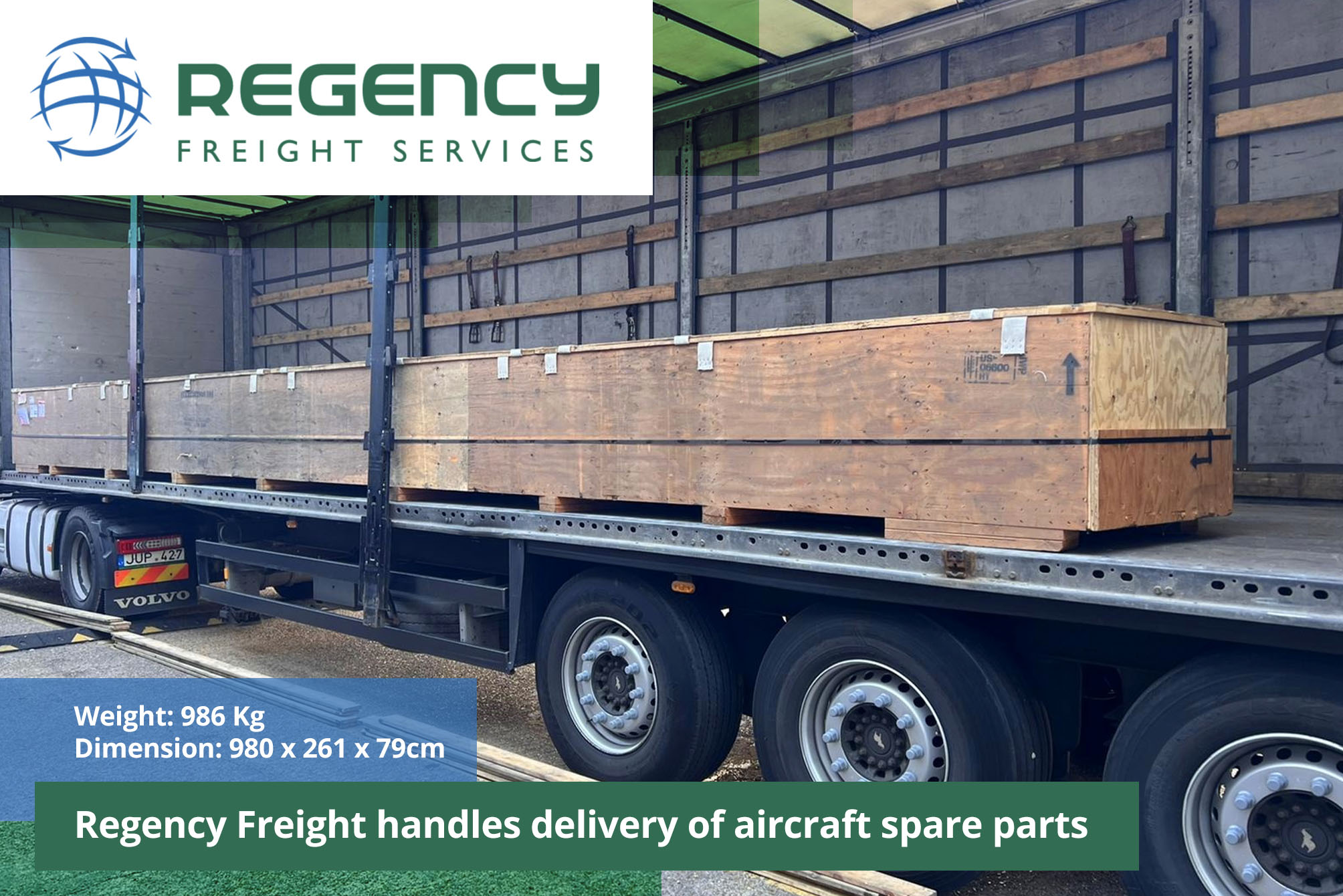 Regency Freight handles delivery of aircraft spare parts
