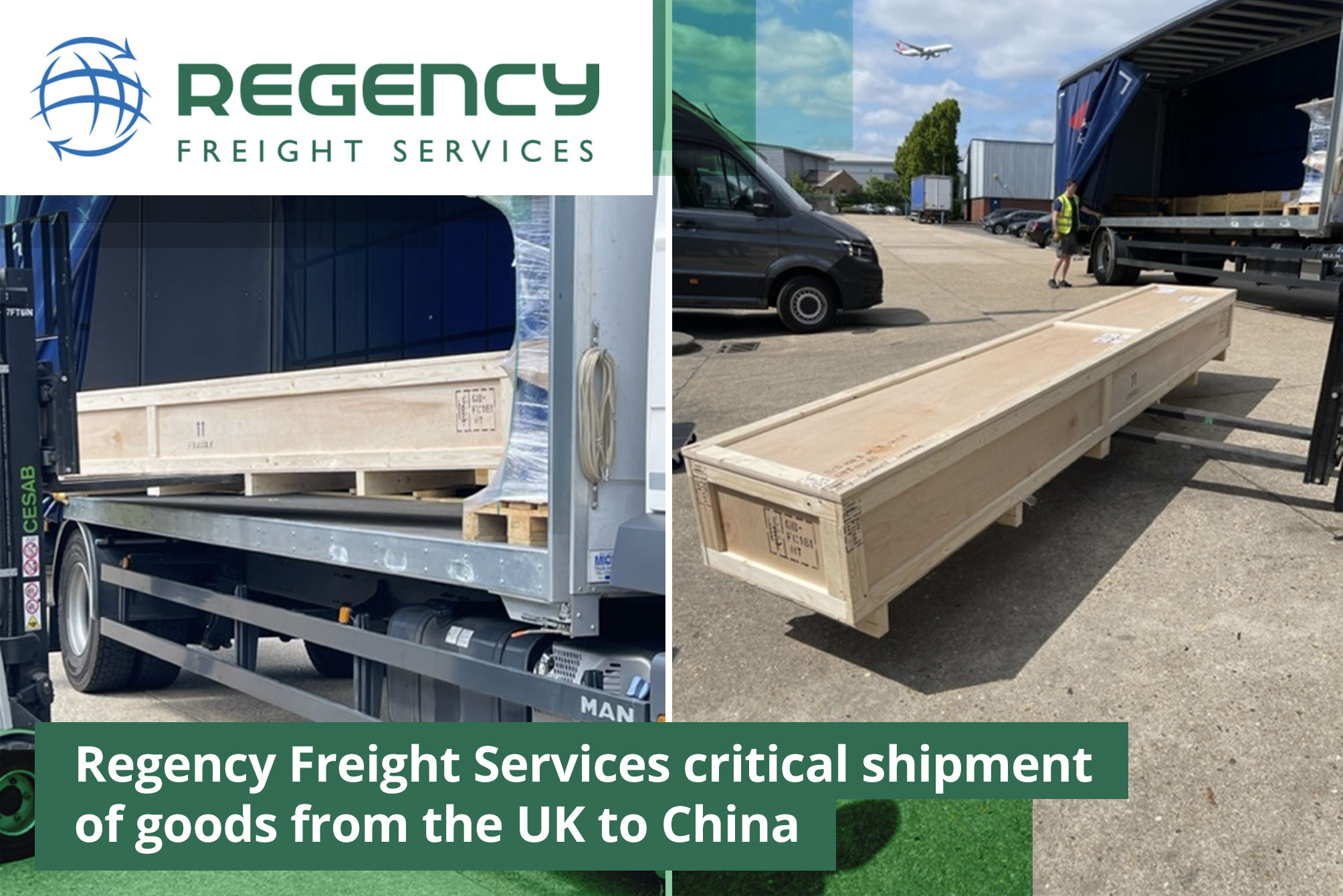 Regency Freight Services critical shipment of goods from the UK to China